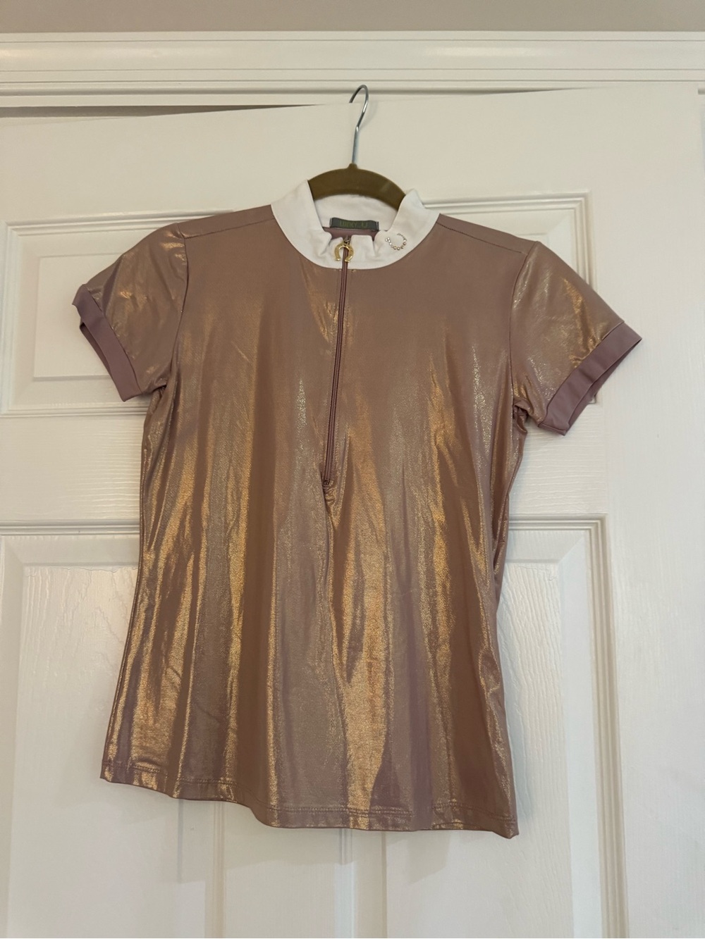 LUCKY U RIDER- Metallic Rose Short-Sleeve Show Shirt